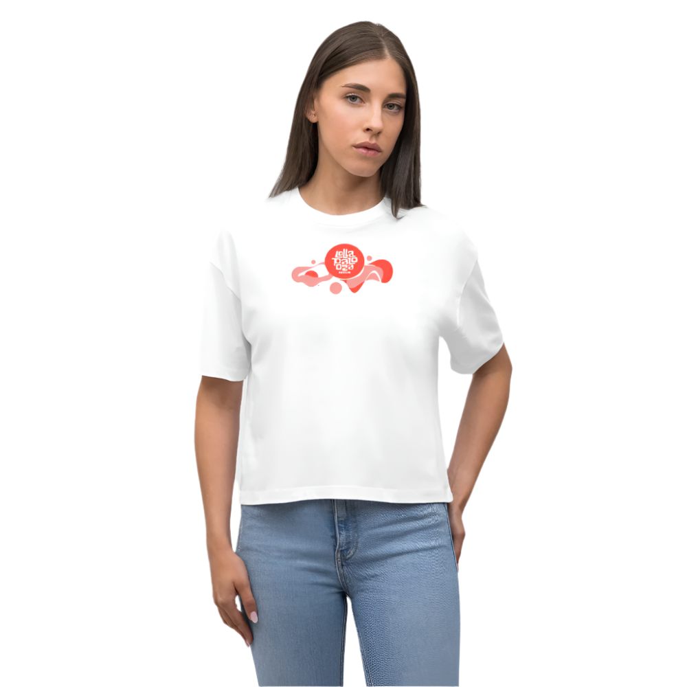 Lolla Splash - rosa/rot Organic Cropped T-Shirt - Weiß