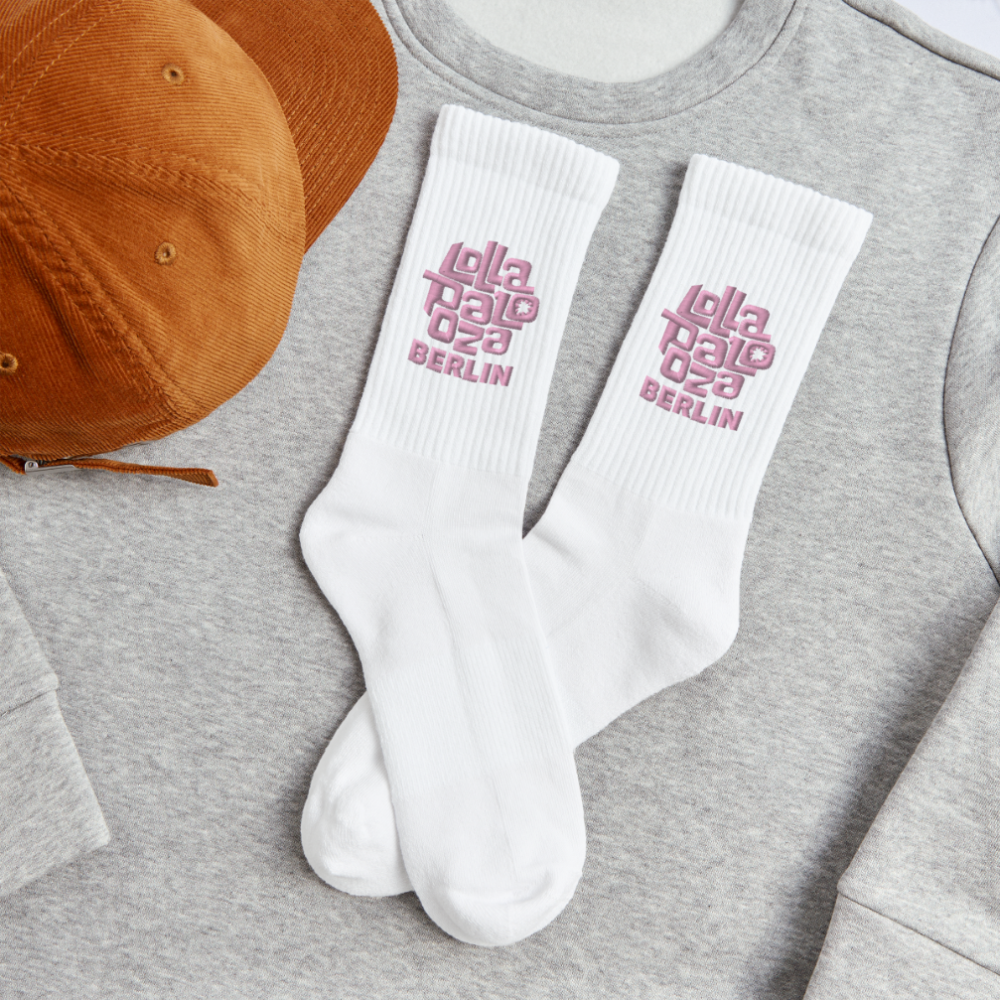 Tennissocken - rosa Stick - Weiß