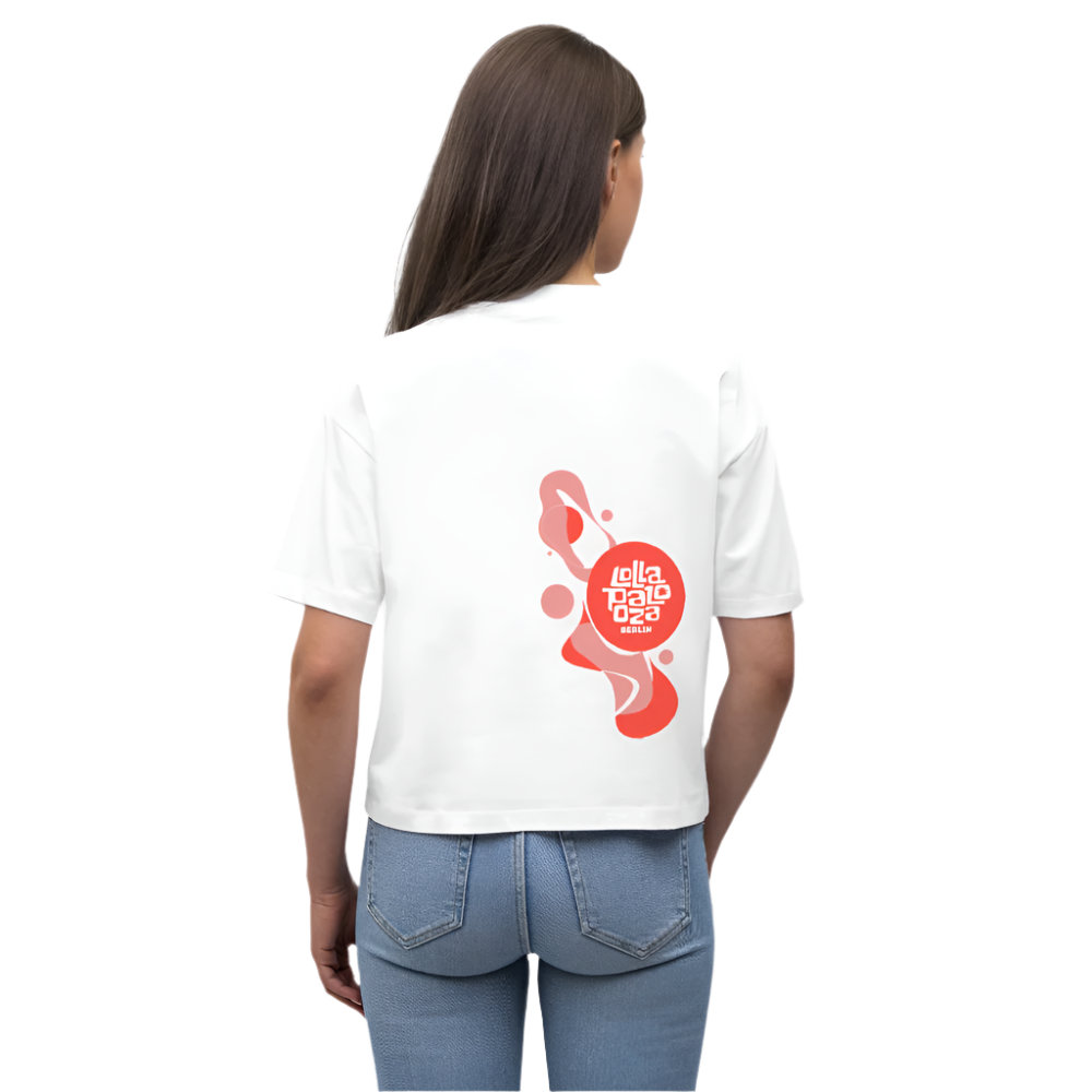 Lolla Splash - rosa/rot Organic Cropped T-Shirt - Weiß