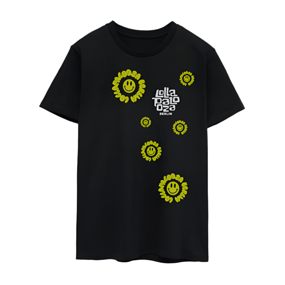 Yellow flowers Line Up Shirt - Schwarz