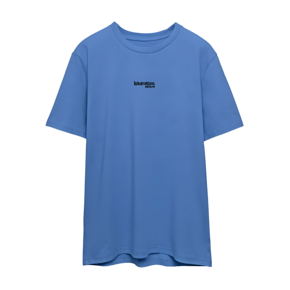 Signature Organic T-Shirt - schwarzer Stick - Achtsames Blau