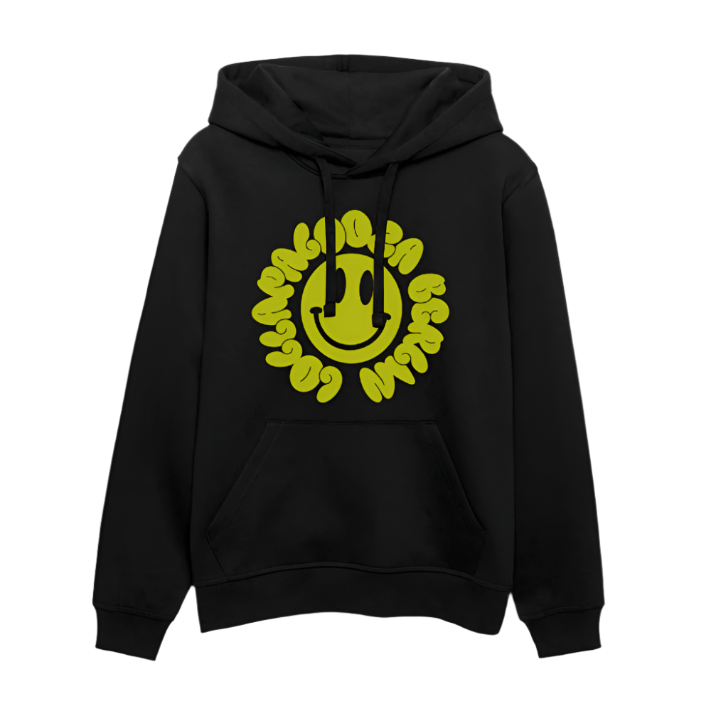 Lolla Line Up Hoodie - gelber Druck - Schwarz