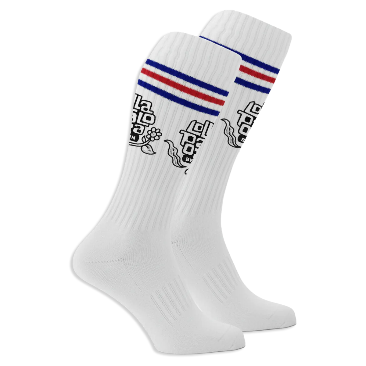 Knee-high socks - red and blue embroidery