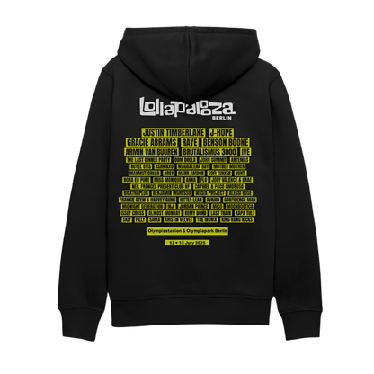 Lolla Line Up Hoodie - gelber Druck - Schwarz