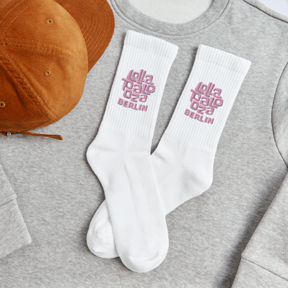 Tennissocken - rosa Stick - Weiß