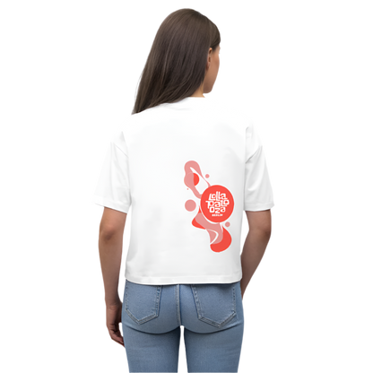 Lolla Splash - rosa/rot Organic Cropped T-Shirt - Weiß