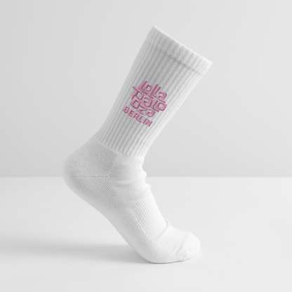 Tennissocken - rosa Stick - Weiß
