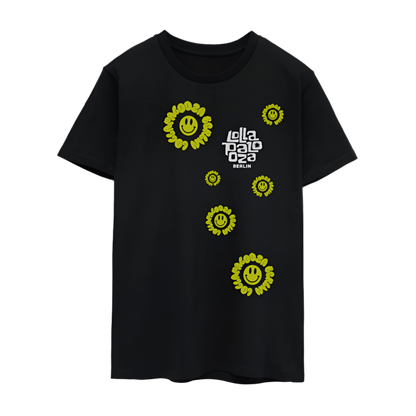 Yellow flowers Line Up Shirt - Schwarz
