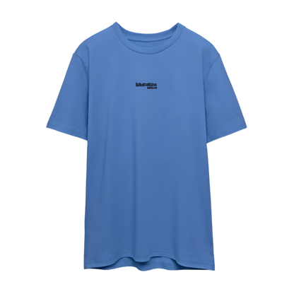 Signature Organic T-Shirt - schwarzer Stick - Achtsames Blau